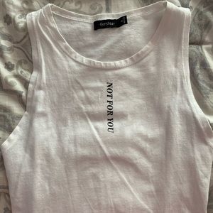 BERSHKA NOT FOR YOU WHITE CROP TOP
